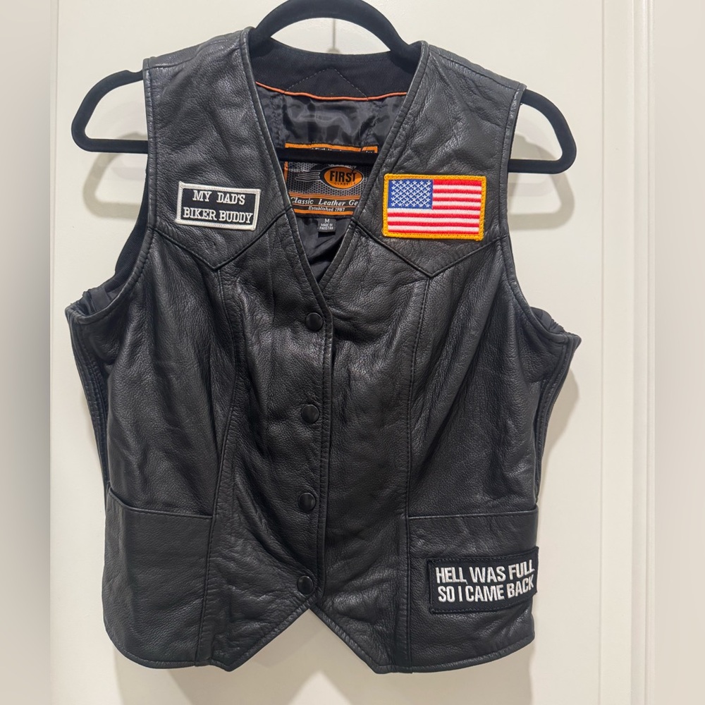 Interstate Leather Biker Vest Size M